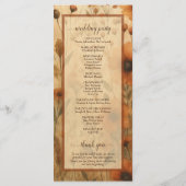 Boho Chic Sienna Wildflowers Elegant Wedding Programmakaart (Achterkant)