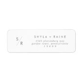 Boho Chic Silver Grey Monogram Adresetiketten Etiket (Voorkant)