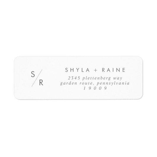Boho Chic Silver Grey Monogram Adresetiketten Etiket (Voorkant)