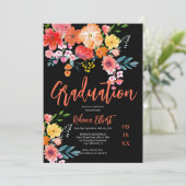 Boho Chic Sinaasappel Bloemen Afstuderen Foto Kaart (Staand voorkant)
