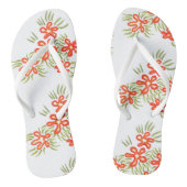 Boho Chic Sinaasappel Rood Bloemen Artsy Patroon Teenslippers (Voetbed)
