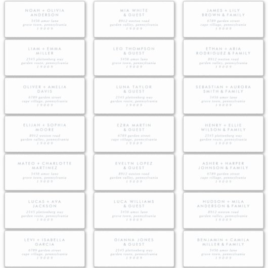 Boho Chic Slate Blue Gast Adresetiketten Sticker (Voorkant)