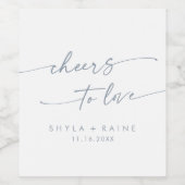 Boho Chic Slate Blue Proost op Liefde Bruiloft Wijn Etiket (Enkel label)