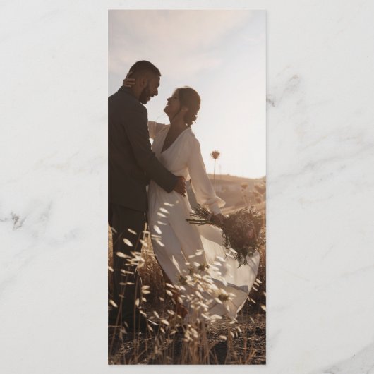 Boho chic smaragd groen foto bruiloft menu (Achterkant)