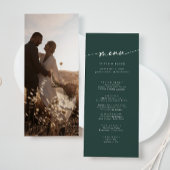 Boho chic smaragd groen foto bruiloft menu