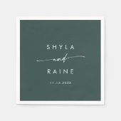 Boho chic smaragd groen monogram bruiloft servette servet (Voorkant)