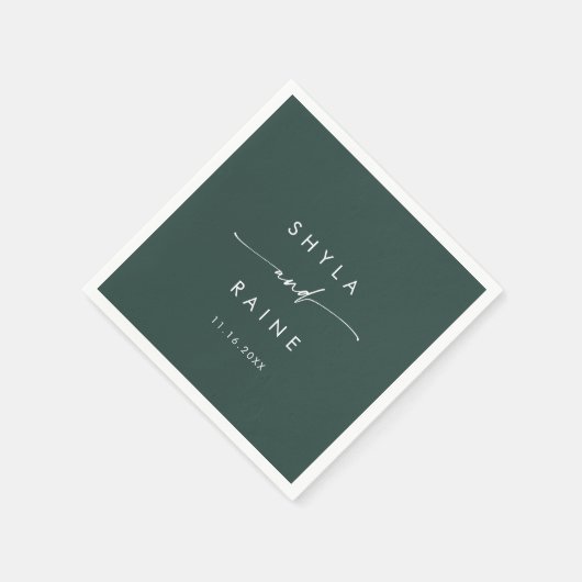 Boho chic smaragd groen monogram bruiloft servette servet (Hoek)