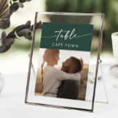 Boho chic smaragd groene foto tabel nummers kaart