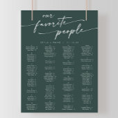 Boho Chic Smaragdgroene Afdrukbare Zitplaatskaart Poster