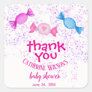 Boho Chic Snoepjes Snoep Land Bedankt Baby shower Vierkante Sticker