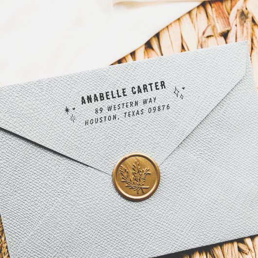 Boho Chic Sparkles Naam en retouradres Zelfinktende Stempel