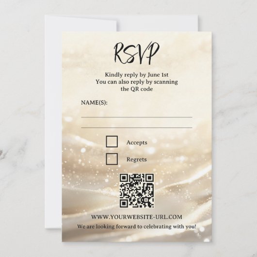 Boho Chic Sparkling Gold Wedding RSVP Kaart (Voorkant)