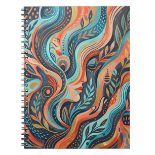 Boho Chic Spirituele Godin met Bladeren Foto Notitieboek
