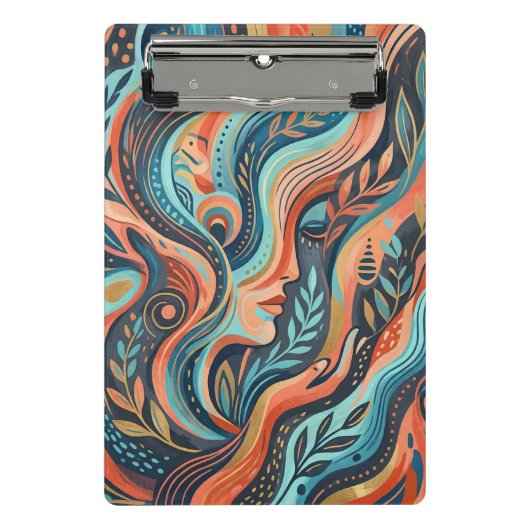 Boho Chic Spirituele Godin met Bladeren Mini Klembord (Voorkant)
