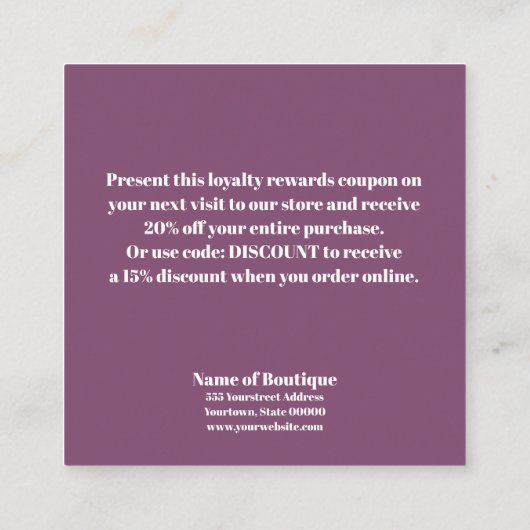 Boho CHIC Spring bloom Boutique Discount Coupon (Achterkant)