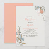 Boho chic Spring Coral Pink Floral Baby shower Kaart (Voorkant / Achterkant)