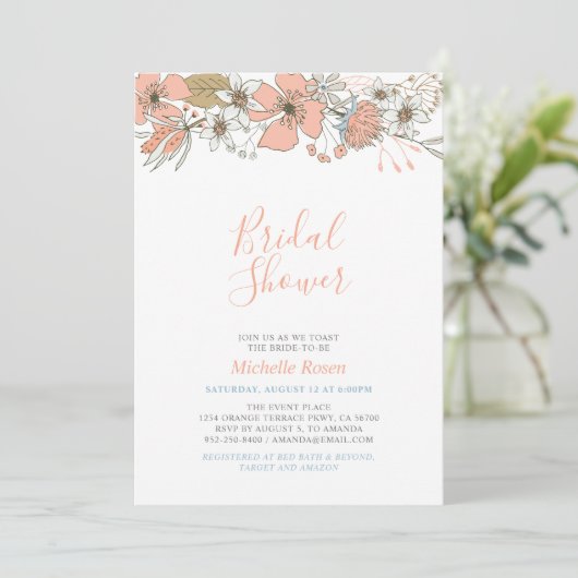 Boho Chic Spring Floral Bridal Wedding Shower Invi Kaart (Staand voorkant)