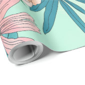 Boho chic spring tuinbloemen illustratie cadeaupapier (Rol Hoek)