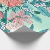 Boho chic spring tuinbloemen illustratie cadeaupapier (Hoek)