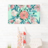 Boho chic spring tuinbloemen illustratie spandoek (Insitu)