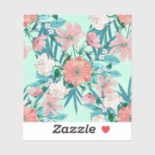Boho chic spring tuinbloemen illustratie sticker
