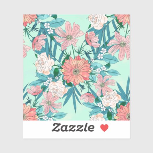 Boho chic spring tuinbloemen illustratie sticker (Vel)