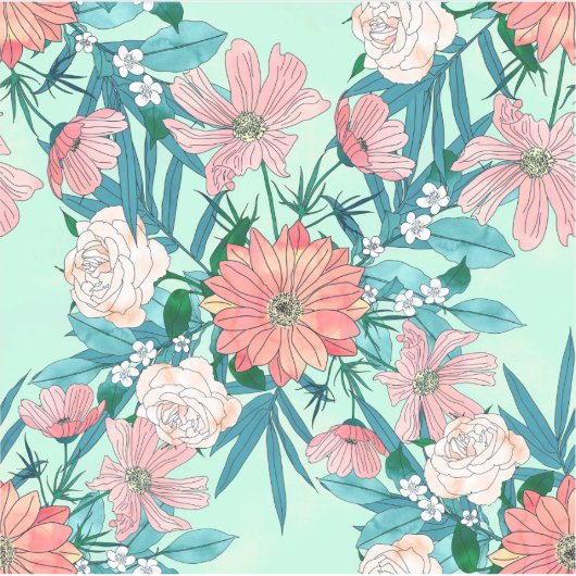 Boho chic spring tuinbloemen illustratie sticker (Voorkant)