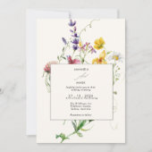Boho Chic Spring Wildflowers Wedding Kaart (Voorkant)