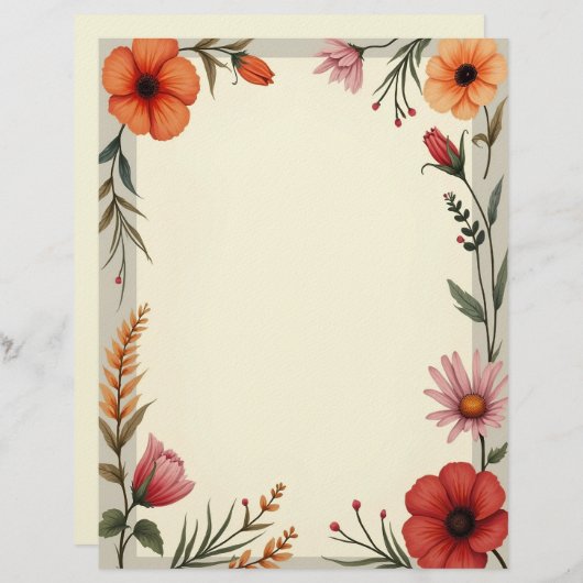 Boho Chic Stationery Paper Briefhoofd (Voorkant / Achterkant)
