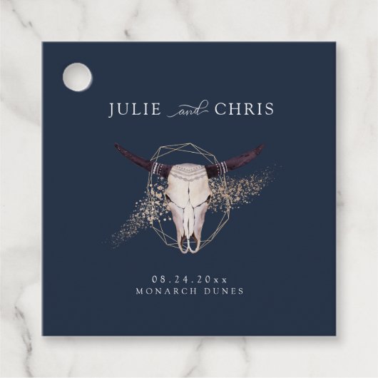 Boho Chic Steer schedel bruiloft Bedankjes Labels (Voorkant)