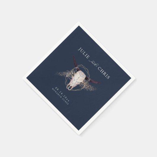 Boho Chic Steer schedel bruiloft Servet (Hoek)