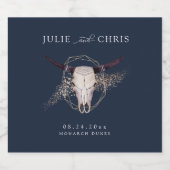 Boho Chic Steer schedel bruiloft Sparkling Wijnetiket (Enkel label)