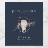 Boho Chic Steer schedel bruiloft Wijn Etiket (Enkel label)