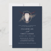 Boho Chic Stier Schedel Trouw Uitnodiging (Voorkant)