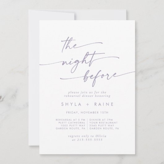 Boho Chic Stof Paars Oefen Diner Uitnodigingen (Voorkant)