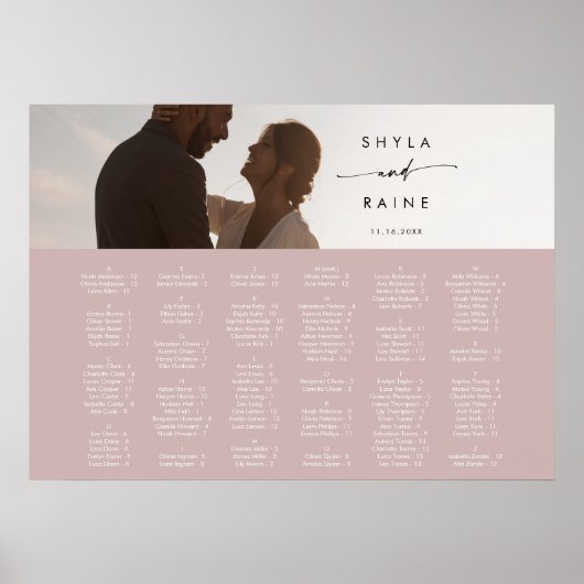 Boho Chic Stof Roze Roze Foto Stoelen Plattegrond Poster (Voorkant)