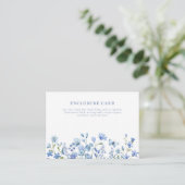 Boho Chic Stofblauw Wilde Bloem Informatiekaartje (Staand voorkant)