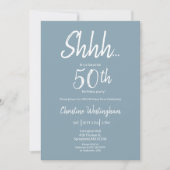 Boho Chic Stofblauw Wit Verjaardagsfeest 50 Kaart (Voorkant)