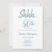 Boho Chic Stofblauw Witte Verjaardagsverrassing 50 Kaart (Voorkant)