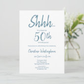 Boho Chic Stofblauw Witte Verjaardagsverrassing 50 Kaart (Staand voorkant)