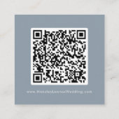 Boho Chic Stoffig Blauw Huwelijk QR Code RSVP Informatiekaartje (Achterkant)
