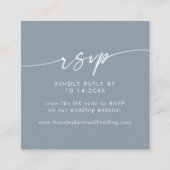 Boho Chic Stoffig Blauw Huwelijk QR Code RSVP Informatiekaartje (Voorkant)