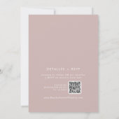 Boho Chic Stoffig Roos Roze QR Code Spaans Bruilof Kaart (Achterkant)