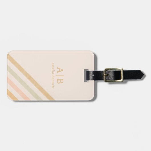 Boho Chic Stripe | Monogram zonder been Bagagelabel (Voorkant horizontaal)