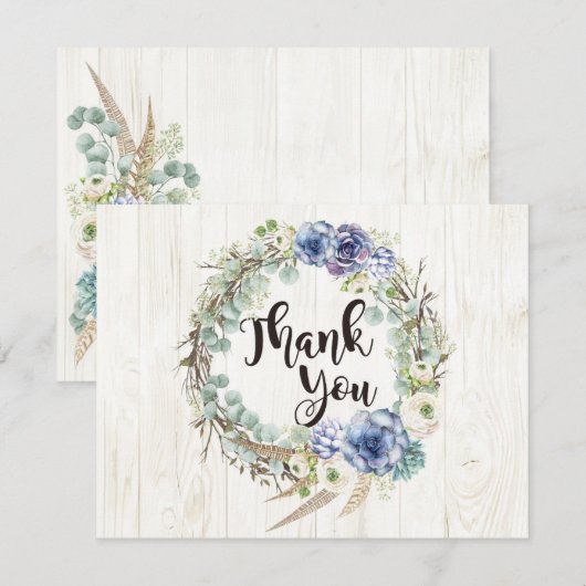 Boho chic succulent eucalyptus rustiek dank u bedankkaart (Voorkant / Achterkant)