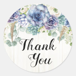 Boho chic succulent eucalyptus rustieke bruiloft ronde sticker