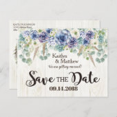 Boho Chic Succulent Eucalyptus Sla de datum op Aankondigingskaart (Voorkant / Achterkant)