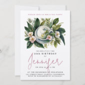 Boho Chic Tea Party Bloemen Waterverf Kalligrafie Kaart (Voorkant)