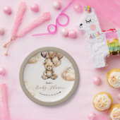 Boho Chic Teddy Bear Balloons Clouds Baby shower Papieren Bordje (Feest)