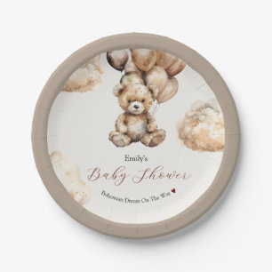 Boho Chic Teddy Bear Balloons Clouds Baby shower Papieren Bordje